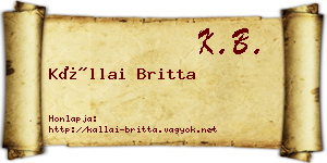 Kállai Britta névjegykártya